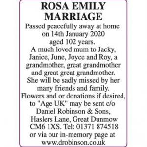 ROSA EMILY MARRIAGE