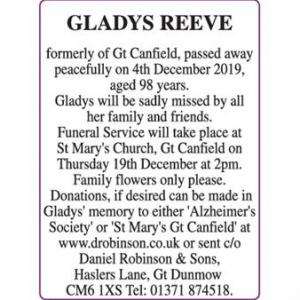 GLADYS REEVE