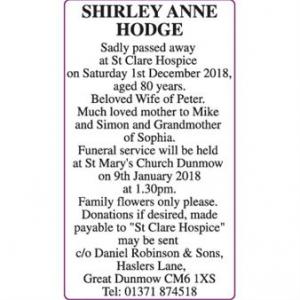 SHIRLEY ANNE HODGE